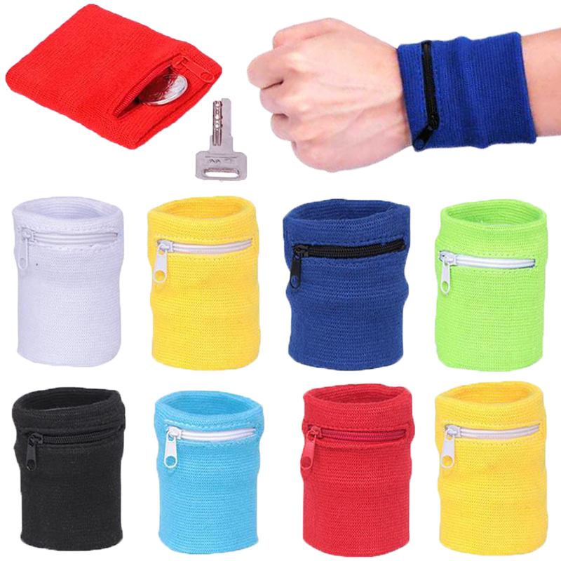 Sweat Band Wrist - حزام معصم رياضي مع جيب بسحاب،