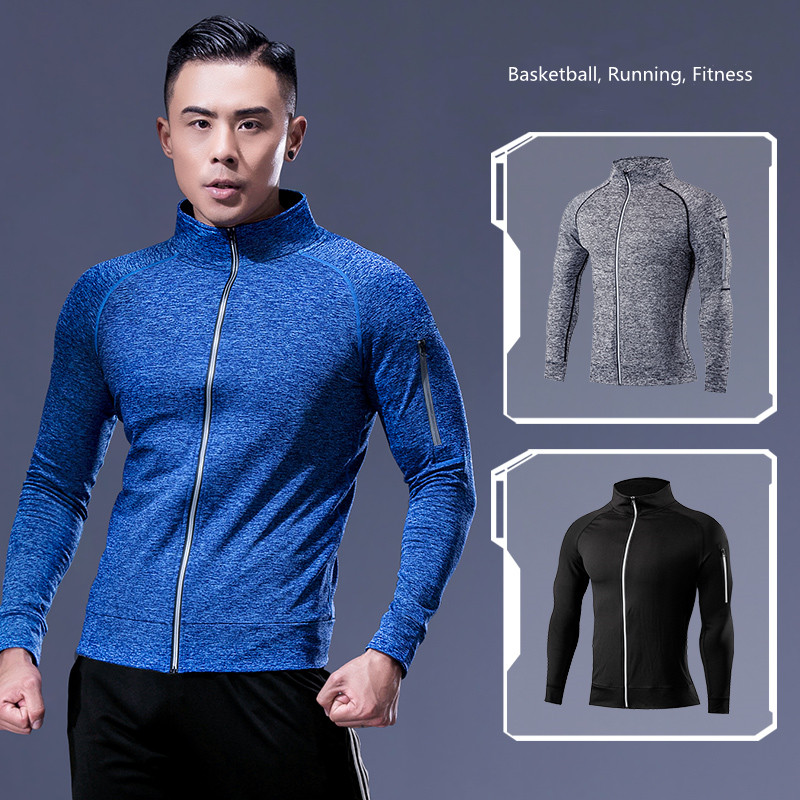 Running Gear Jacket - سترة للجري للرجال، معطف بسحاب للتدريب،