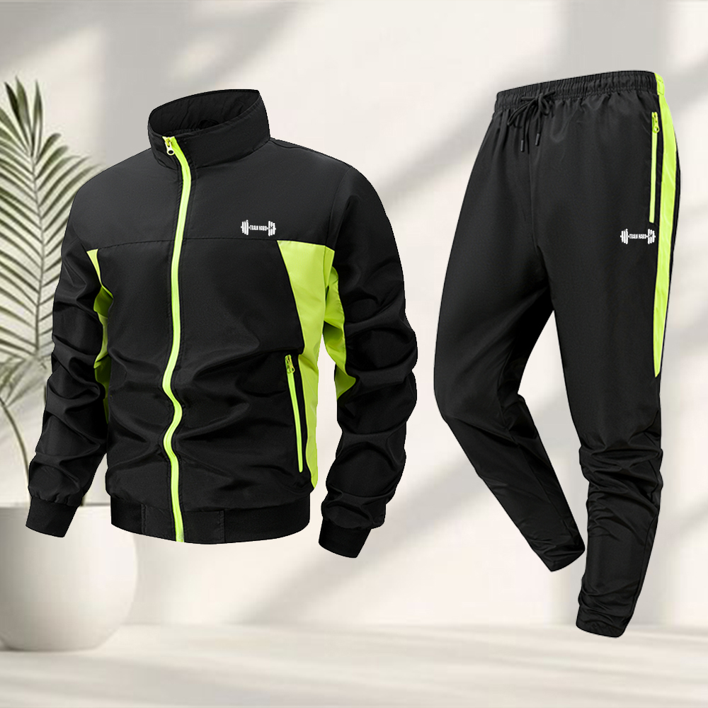 طقم رياضي رجالي عصري بطبعة الد - مراجعة Running Gear Jacket وسعره